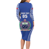 Fetu Samoa Rugby Custom Family Matching Long Sleeve Bodycon Dress and Hawaiian Shirt Go Champions LT05 - Polynesian Pride