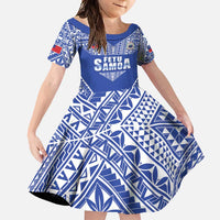 Fetu Samoa Rugby Custom Family Matching Off Shoulder Maxi Dress and Hawaiian Shirt Go Champions LT05 Daughter's Dress Blue - Polynesian Pride