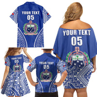 Fetu Samoa Rugby Custom Family Matching Off Shoulder Short Dress and Hawaiian Shirt Go Champions LT05 - Polynesian Pride