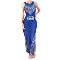 Fetu Samoa Rugby Custom Family Matching Tank Maxi Dress and Hawaiian Shirt Go Champions LT05 Mom's Dress Blue - Polynesian Pride
