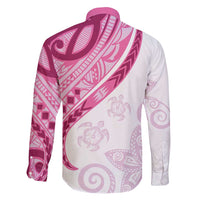 Rose Pink Polynesian Tribal Turtle Floral Pattern Family Matching Summer Maxi Dress and Hawaiian Shirt LT05 - Polynesian Pride