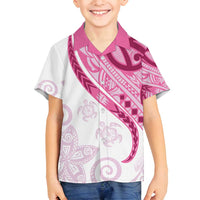 Rose Pink Polynesian Tribal Turtle Floral Pattern Family Matching Summer Maxi Dress and Hawaiian Shirt LT05 Son's Shirt Pink - Polynesian Pride