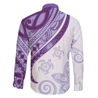 Purple Polynesian Tribal Turtle Floral Pattern Family Matching Short Sleeve Bodycon Dress and Hawaiian Shirt LT05 - Polynesian Pride