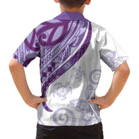 Purple Polynesian Tribal Turtle Floral Pattern Family Matching Tank Maxi Dress and Hawaiian Shirt LT05 - Polynesian Pride
