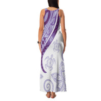 Purple Polynesian Tribal Turtle Floral Pattern Family Matching Tank Maxi Dress and Hawaiian Shirt LT05 - Polynesian Pride