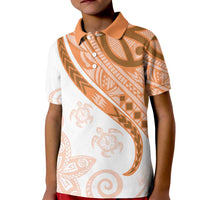Orange Polynesian Tribal Turtle Floral Pattern Kid Polo Shirt