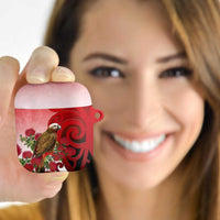 New Zealand Parrot Kaka AirPods Case Maori Koru With Pohutukawa Flowers LT05 - Polynesian Pride