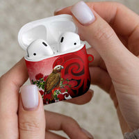 New Zealand Parrot Kaka AirPods Case Maori Koru With Pohutukawa Flowers LT05 - Polynesian Pride