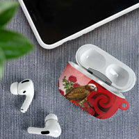 New Zealand Parrot Kaka AirPods Case Maori Koru With Pohutukawa Flowers LT05 - Polynesian Pride