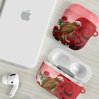 New Zealand Parrot Kaka AirPods Case Maori Koru With Pohutukawa Flowers LT05 - Polynesian Pride