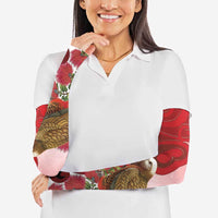 New Zealand Parrot Kaka Arm Sleeves Maori Koru With Pohutukawa Flowers LT05 - Polynesian Pride