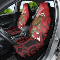 New Zealand Parrot Kaka Car Seat Cover Maori Koru With Pohutukawa Flowers LT05 - Polynesian Pride