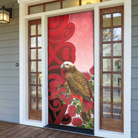 New Zealand Parrot Kaka Door Cover Maori Koru With Pohutukawa Flowers LT05 - Polynesian Pride