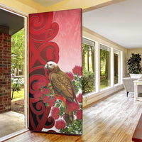 New Zealand Parrot Kaka Door Cover Maori Koru With Pohutukawa Flowers LT05 - Polynesian Pride
