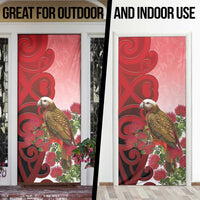 New Zealand Parrot Kaka Door Cover Maori Koru With Pohutukawa Flowers LT05 - Polynesian Pride