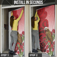 New Zealand Parrot Kaka Door Cover Maori Koru With Pohutukawa Flowers LT05 - Polynesian Pride