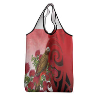 New Zealand Parrot Kaka Grocery Bag Maori Koru With Pohutukawa Flowers LT05 - Polynesian Pride