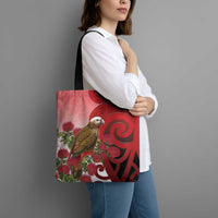 New Zealand Parrot Kaka Tote Bag Maori Koru With Pohutukawa Flowers LT05 - Polynesian Pride