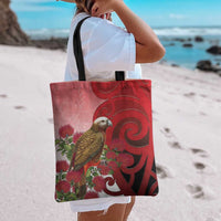 New Zealand Parrot Kaka Tote Bag Maori Koru With Pohutukawa Flowers LT05 - Polynesian Pride