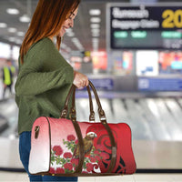 New Zealand Parrot Kaka Travel Bag Maori Koru With Pohutukawa Flowers LT05 - Polynesian Pride