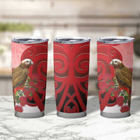 New Zealand Parrot Kaka Tumbler Cup Maori Koru With Pohutukawa Flowers LT05 - Polynesian Pride