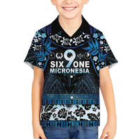 Micronesia FSM 691 Family Matching Off Shoulder Maxi Dress and Hawaiian Shirt Respect Culture LT05 Son's Shirt Blue - Polynesian Pride