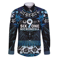 Micronesia FSM 691 Family Matching Puletasi and Hawaiian Shirt Respect Culture LT05 Dad's Shirt - Long Sleeve Blue - Polynesian Pride