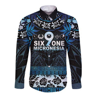 Micronesia FSM 691 Long Sleeve Button Shirt Respect Culture LT05 Unisex Blue - Polynesian Pride
