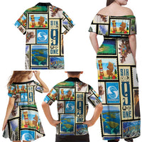 FSM Micronesia Culture Family Matching Off Shoulder Maxi Dress and Hawaiian Shirt LT05 - Polynesian Pride