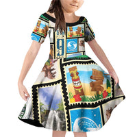 FSM Micronesia Culture Family Matching Off Shoulder Short Dress and Hawaiian Shirt LT05 Daughter's Dress Colorful - Polynesian Pride