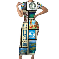 FSM Micronesia Culture Family Matching Short Sleeve Bodycon Dress and Hawaiian Shirt LT05 Mom's Dress Colorful - Polynesian Pride
