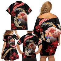 Personalised French Polynesia Victory Day Family Matching Off Shoulder Short Dress and Hawaiian Shirt Polynesian Pattern Plumeria LT05 - Polynesian Pride
