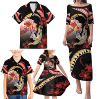 Personalised French Polynesia Victory Day Family Matching Puletasi and Hawaiian Shirt Polynesian Pattern Plumeria LT05 - Polynesian Pride