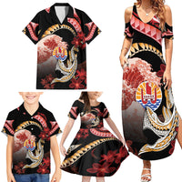 Personalised French Polynesia Victory Day Family Matching Summer Maxi Dress and Hawaiian Shirt Polynesian Pattern Plumeria LT05 - Polynesian Pride
