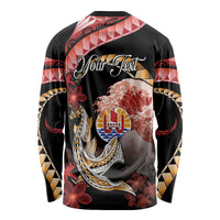 Personalised French Polynesia Victory Day Long Sleeve Shirt Polynesian Pattern Plumeria