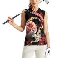 Personalised French Polynesia Victory Day Women Sleeveless Polo Shirt Polynesian Pattern Plumeria