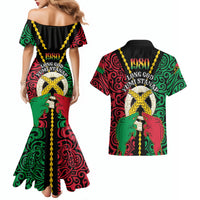 Vanuatu 45th Independence Day Couples Matching Mermaid Dress and Hawaiian Shirt Long God Yumi Stanap Wild Boar LT05 - Polynesian Pride