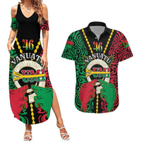 Vanuatu 45th Independence Day Couples Matching Summer Maxi Dress and Hawaiian Shirt Long God Yumi Stanap Wild Boar LT05 Black - Polynesian Pride