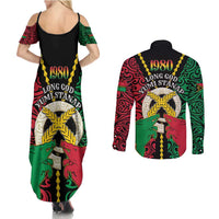 Vanuatu 45th Independence Day Couples Matching Summer Maxi Dress and Long Sleeve Button Shirt Long God Yumi Stanap Wild Boar LT05 - Polynesian Pride