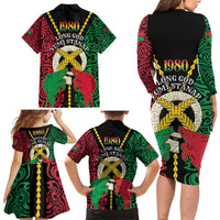 Vanuatu 45th Independence Day Family Matching Long Sleeve Bodycon Dress and Hawaiian Shirt Long God Yumi Stanap Wild Boar LT05 - Polynesian Pride