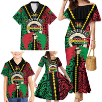 Vanuatu 45th Independence Day Family Matching Mermaid Dress and Hawaiian Shirt Long God Yumi Stanap Wild Boar LT05 - Polynesian Pride