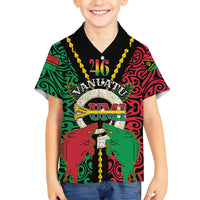 Vanuatu 45th Independence Day Family Matching Mermaid Dress and Hawaiian Shirt Long God Yumi Stanap Wild Boar LT05 Son's Shirt Black - Polynesian Pride