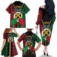 Vanuatu 45th Independence Day Family Matching Off The Shoulder Long Sleeve Dress and Hawaiian Shirt Long God Yumi Stanap Wild Boar LT05 - Polynesian Pride
