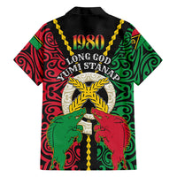 Vanuatu 45th Independence Day Family Matching Off The Shoulder Long Sleeve Dress and Hawaiian Shirt Long God Yumi Stanap Wild Boar LT05 - Polynesian Pride