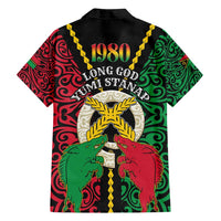 Vanuatu 45th Independence Day Family Matching Off Shoulder Maxi Dress and Hawaiian Shirt Long God Yumi Stanap Wild Boar LT05