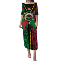 Vanuatu 45th Independence Day Family Matching Puletasi and Hawaiian Shirt Long God Yumi Stanap Wild Boar LT05 Mom's Dress Black - Polynesian Pride
