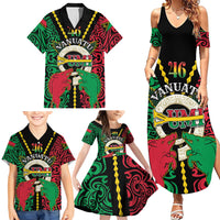 Vanuatu 45th Independence Day Family Matching Summer Maxi Dress and Hawaiian Shirt Long God Yumi Stanap Wild Boar LT05 - Polynesian Pride