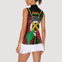 Vanuatu 45th Independence Day Women Sleeveless Polo Shirt Long God Yumi Stanap Wild Boar LT05 - Polynesian Pride
