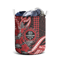 Hawaii Lahainaluna High School Laundry Basket Tribal Tattoo With Hibiscus Flowers
