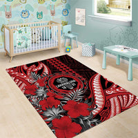 Hawaii Lahainaluna High School Area Rug Tribal Tattoo With Hibiscus Flowers